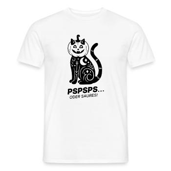 Pspsps oder Saures – Schwarze Katze Halloween - Männer T-Shirt - Weiß - Vorne - AI Model Male 178 dark (178cm)