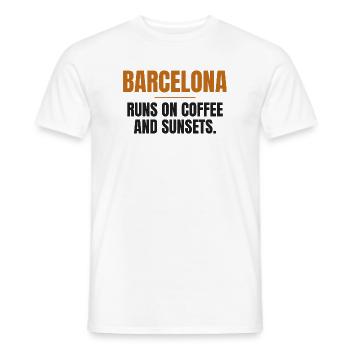 Barcelona lebt von Kaffee und Sonnenuntergängen - Männer T-Shirt - Weiß - Vorne - AI Model Male 178 dark (178cm)