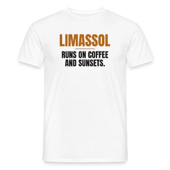 Limassol läuft auf Kaffee und Sonnenuntergängen - Männer T-Shirt - Weiß - Vorne - AI Model Male 178 dark (178cm)