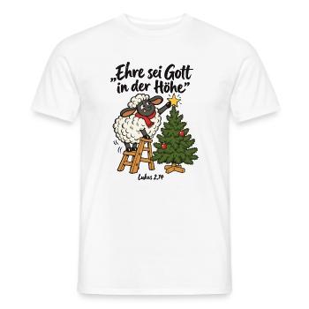 Weihnachtsbaum Schaf Weihnachtspullover Christlich - Männer T-Shirt - Weiß - Vorne - AI Model Male 178 dark (178cm)