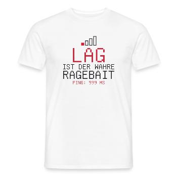 Lag ist der wahre Ragebait - Männer T-Shirt - Weiß - Vorne - AI Model Male 178 dark (178cm)