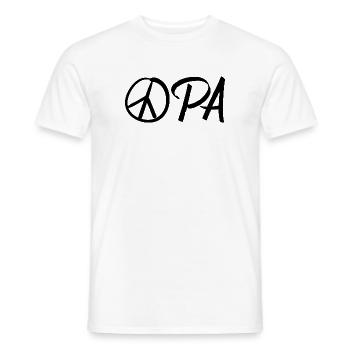 Opa mit Friedenszeichen – Schwarz - Männer T-Shirt - Weiß - Vorne - AI Model Male 178 dark (178cm)