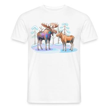 Elch im Winterwald – wilde Natur - Männer T-Shirt - Weiß - Vorne - AI Model Male 178 dark (178cm)
