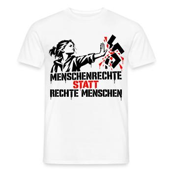 Menschenrechte statt rechte Menschen - Männer T-Shirt - Weiß - Vorne - AI Model Male 178 dark (178cm)
