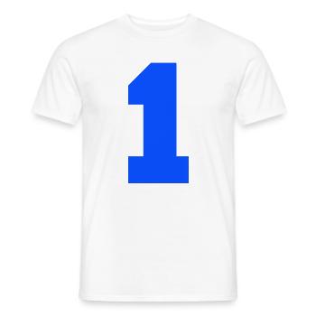 Blaues 1er-Design - Männer T-Shirt - Weiß - Vorne - AI Model Male 178 dark (178cm)