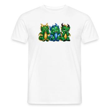 Drei weise Drachen – Nichts sehen hören sagen - Männer T-Shirt - Weiß - Vorne - AI Model Male 178 dark (178cm)