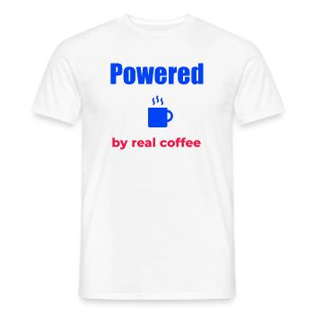Angetrieben von echtem Kaffee - Männer T-Shirt - Weiß - Vorne - AI Model Male 178 dark (178cm)