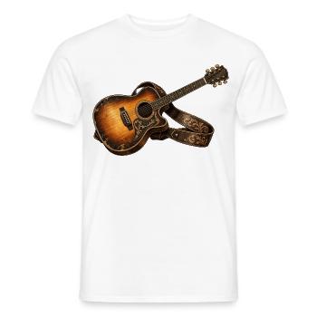 Akustikgitarre – Rustikale Vintage Musik Kunst - Männer T-Shirt - Weiß - Vorne - AI Model Male 178 dark (178cm)