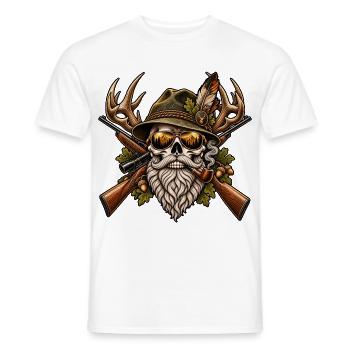 Jäger Schädel mit Hirschgeweih – Vintage Gothic - Männer T-Shirt - Weiß - Vorne - AI Model Male 178 dark (178cm)