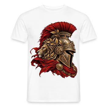 Römischer Krieger mit Löwenhelm – Antike Kunst - Männer T-Shirt - Weiß - Vorne - AI Model Male 178 dark (178cm)