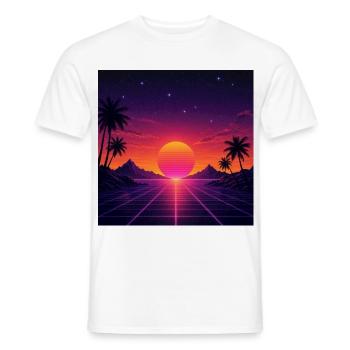 80er-Jahre-Retro mit farbenfrohem Sonnenuntergang - Männer T-Shirt - Weiß - Vorne - AI Model Male 178 dark (178cm)