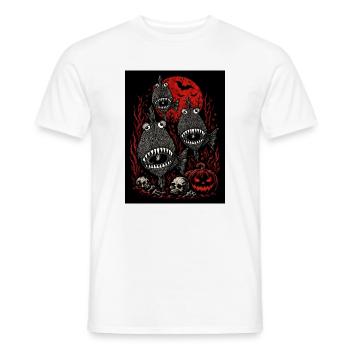Schwarze Piranhas Albtraum mit rotem Blut Vollmond - Männer T-Shirt - Weiß - Vorne - AI Model Male 178 dark (178cm)