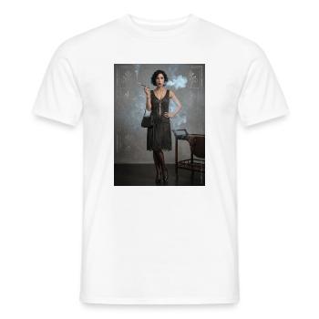 Flapper Noir: Schwarzes Perlenkleid - Männer T-Shirt - Weiß - Vorne - AI Model Male 178 dark (178cm)