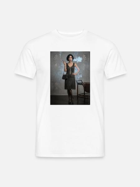 Flapper Noir: Schwarzes Perlenkleid - Männer T-Shirt - Weiß