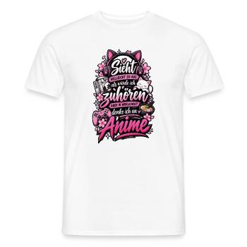 Ich denke an Anime – Lustiger Fan-Spruch - Männer T-Shirt - Weiß - Vorne - AI Model Male 178 dark (178cm)