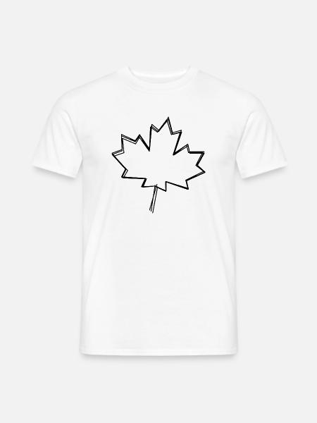 Ahornblatt handgezeichnet - Männer T-Shirt - Weiß