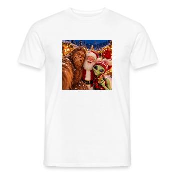 Bigfoot Alien Weihnachtsselfie - Männer T-Shirt - Weiß - Vorne - AI Model Male 178 dark (178cm)