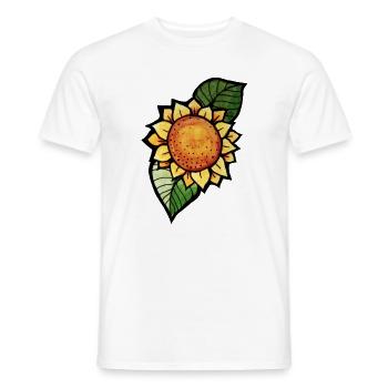 Sonnenblumen-Aquarellblüte in kräftigem Orange - Männer T-Shirt - Weiß - Vorne - AI Model Male 178 dark (178cm)