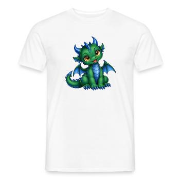 Süßes grünes Drachenbaby mit blauen Hörnern - Männer T-Shirt - Weiß - Vorne - AI Model Male 178 dark (178cm)