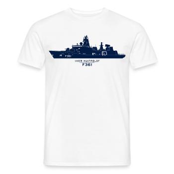 Iver Huitfeldt F361 – Minimalistische Silhouette - Männer T-Shirt - Weiß - Vorne - AI Model Male 178 dark (178cm)