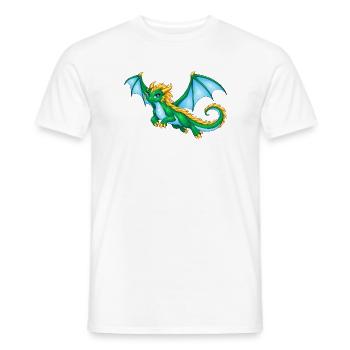 Smaragdgrüne Drachendame mit goldener Mähne - Männer T-Shirt - Weiß - Vorne - AI Model Male 178 dark (178cm)