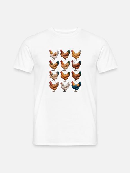 Lebendiges Hennen-Mosaik-Huhn - Männer T-Shirt - Weiß