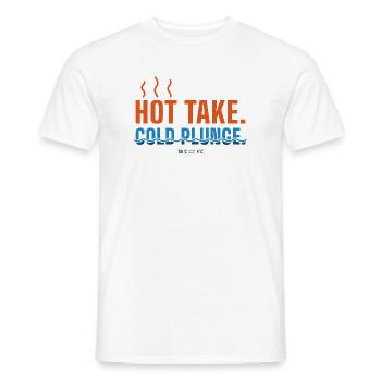 Hot Take Cold Plunge – Sauna & Eisbad Humor - Männer T-Shirt - Weiß - Vorne - AI Model Male 178 dark (178cm)