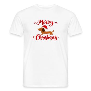 Dackel mit Weihnachtsmütze - Männer T-Shirt - Weiß - Vorne - AI Model Male 178 dark (178cm)