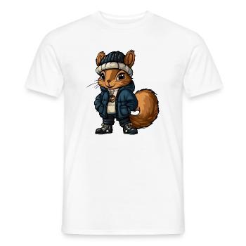 Eichhörnchen mit Winterjacke und Mütze - Männer T-Shirt - Weiß - Vorne - AI Model Male 178 dark (178cm)