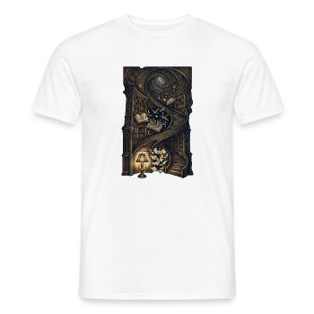 Magische Bibliothek – Fantasy Bücher Kunst - Männer T-Shirt - Weiß - Vorne - AI Model Male 178 dark (178cm)