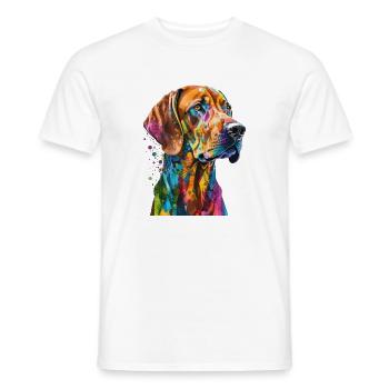 Rhodesian Ridgeback Bunte Pop Art Splash Art Hund - Männer T-Shirt - Weiß - Vorne - AI Model Male 178 dark (178cm)