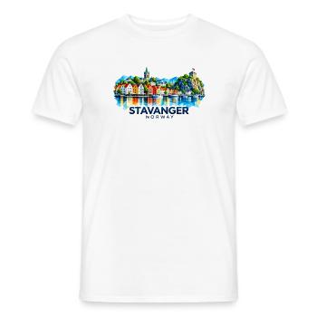 Stavanger - Norway - Norge - Norwegen - Skandinavi - Männer T-Shirt - Weiß - Vorne - AI Model Male 178 dark (178cm)
