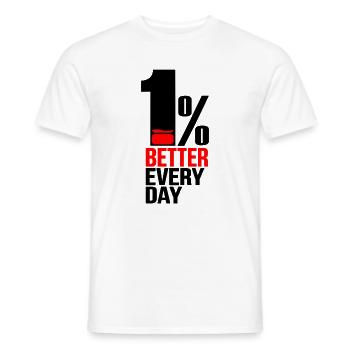 1% Besser Jeden Tag – Motivation & Mindset - Männer T-Shirt - Weiß - Vorne - AI Model Male 178 dark (178cm)