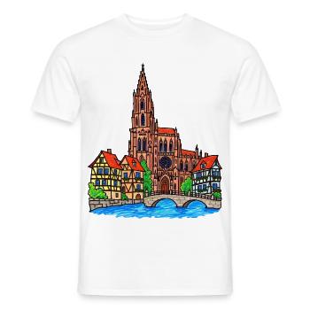 Straßburg Skyline im Wachsmalstil - Männer T-Shirt - Weiß - Vorne - AI Model Male 178 dark (178cm)