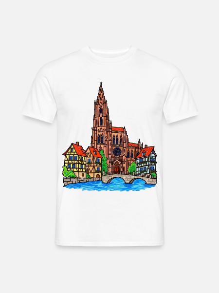 Straßburg Skyline im Wachsmalstil - Männer T-Shirt - Weiß