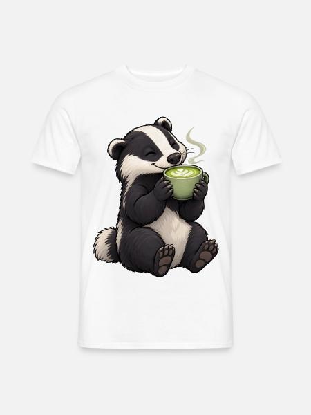 Dachs mit Matcha Latte - Männer T-Shirt - Weiß