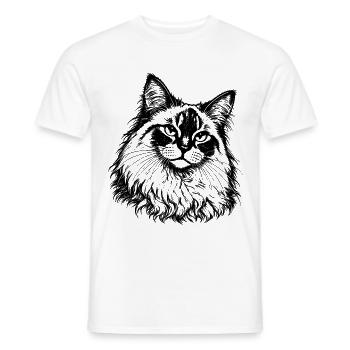 Orientalische Katze – Schwarz Weiß Gravur - Männer T-Shirt - Weiß - Vorne - AI Model Male 178 dark (178cm)