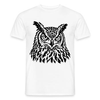 Uhu – Majestätisches Schwarz Weiß Eulenporträt - Männer T-Shirt - Weiß - Vorne - AI Model Male 178 dark (178cm)