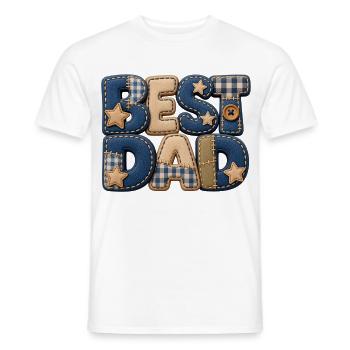 Best Dad – Papa Geschenk im 3D Patchwork Jeans - Männer T-Shirt - Weiß - Vorne - AI Model Male 178 dark (178cm)