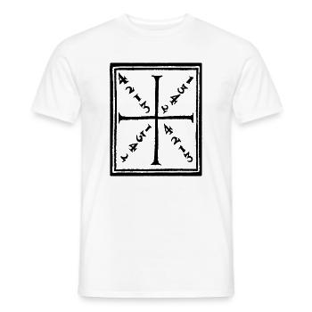 Historisches Fecht diagramm Joachim Meyer 1570 - Männer T-Shirt - Weiß - Vorne - AI Model Male 178 dark (178cm)
