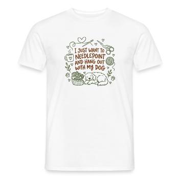 Needlepoint hängt mit Hund niedlich ab - Männer T-Shirt - Weiß - Vorne - AI Model Male 178 dark (178cm)