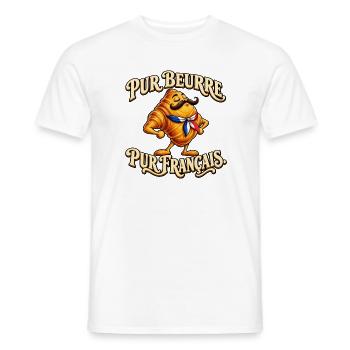 Reine Butter, reines französisches lustiges Schnurrbart-Croissant - Männer T-Shirt - Weiß - Vorne - AI Model Male 178 dark (178cm)