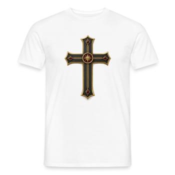 Gothic Kreuz mit Goldrändern - Männer T-Shirt - Weiß - Vorne - AI Model Male 178 dark (178cm)