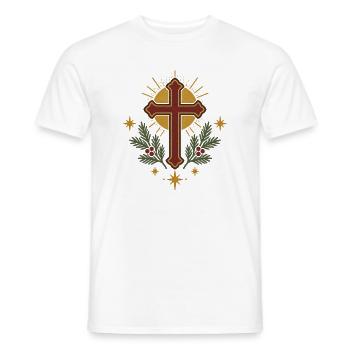 Kreuzmotiv mit Heiligenschein Kranz - Männer T-Shirt - Weiß - Vorne - AI Model Male 178 dark (178cm)