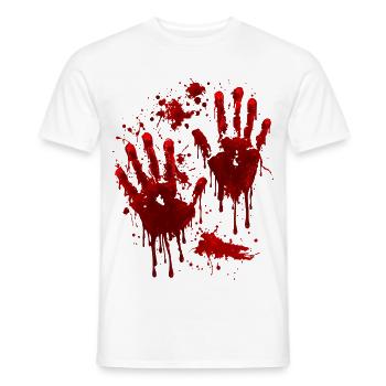 Blutige Handabdrücke – Halloween Horror - Männer T-Shirt - Weiß - Vorne - AI Model Male 178 dark (178cm)