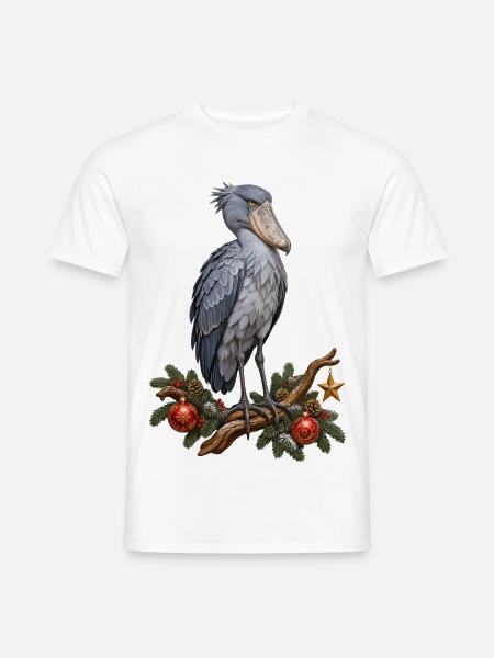 Schuhschnabel mit Weihnachtsornamenten - Männer T-Shirt - Weiß