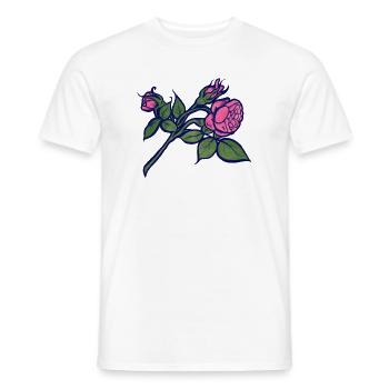 Rosa Rose mit neonblauer Kontur - Männer T-Shirt - Weiß - Vorne - AI Model Male 178 dark (178cm)