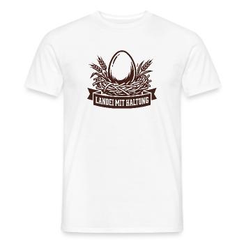 Landei mit Haltung Dorf Spruch - Männer T-Shirt - Weiß - Vorne - AI Model Male 178 dark (178cm)