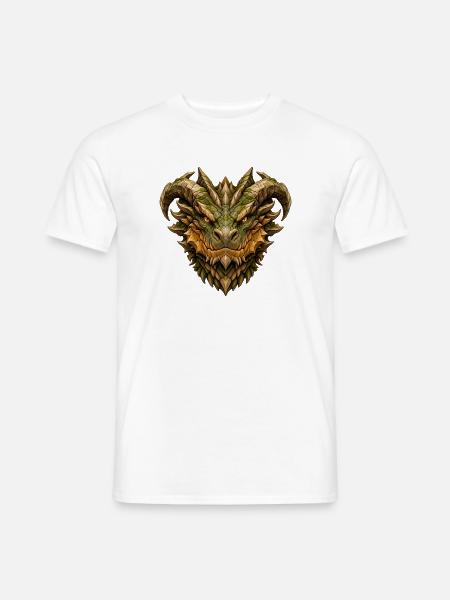 Steindrache – Mächtiger Drachenkopf aus Fels - Männer T-Shirt - Weiß