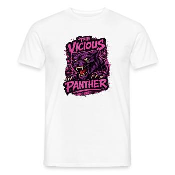 Wilder Panther in Lila und Pink im Grungelook - Männer T-Shirt - Weiß - Vorne - AI Model Male 178 dark (178cm)